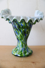 Fenton Murrhina Blue Green Swirl Glass Basket