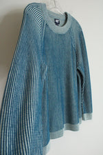 Lands' End Teal Striped Pullover Sweater | 1X (16W/18W)