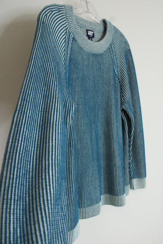 Lands' End Teal Striped Pullover Sweater | 1X (16W/18W)