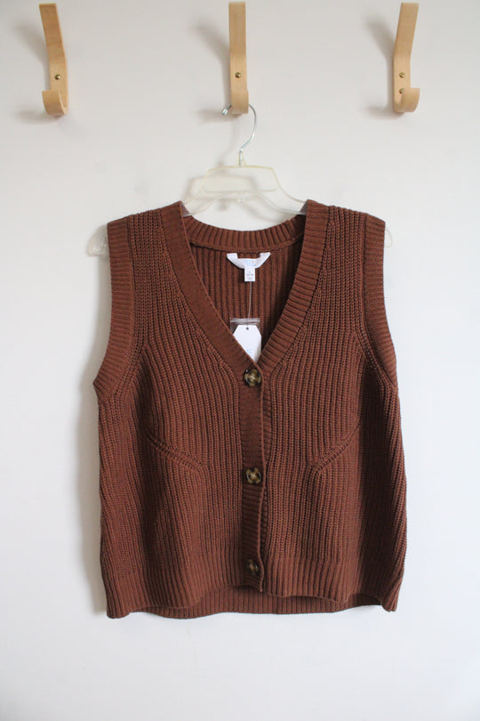NEW Time And Tru Brown Sweater Vest | L