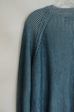 Lands' End Teal Striped Pullover Sweater | 1X (16W/18W)
