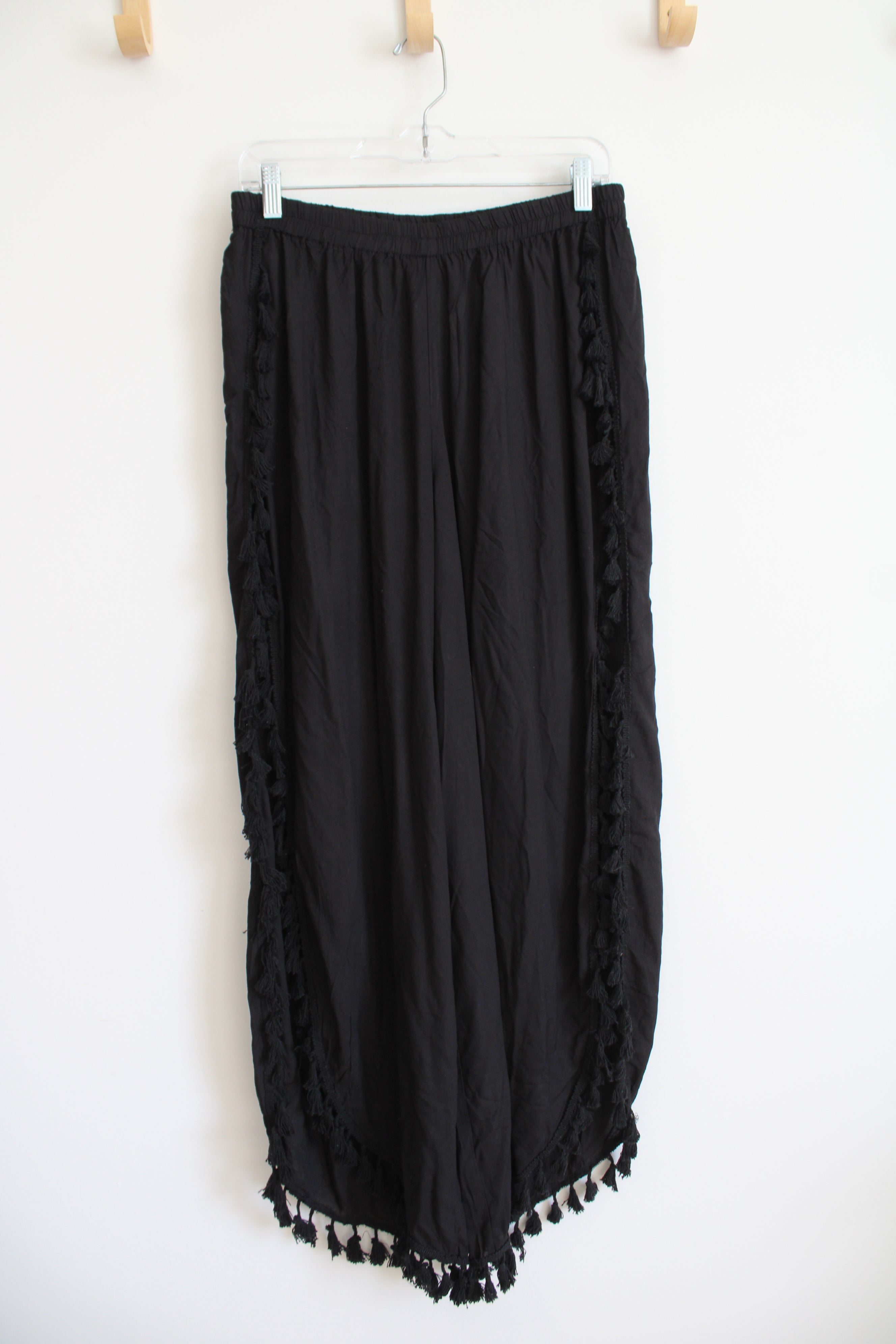Salty Lemon Black Fringe Loose Pants | XL