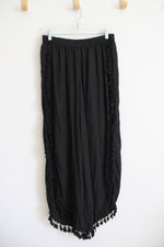 Salty Lemon Black Fringe Loose Pants | XL