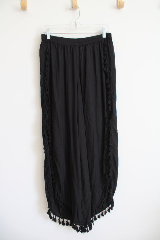 Salty Lemon Black Fringe Loose Pants | XL