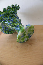 Fenton Murrhina Blue Green Swirl Glass Basket