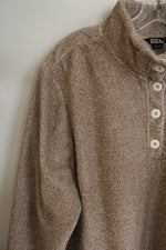 Eddie Bauer Brown Fleece 1/4 Button Pullover Sweatshirt | XL