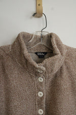 Eddie Bauer Brown Fleece 1/4 Button Pullover Sweatshirt | XL