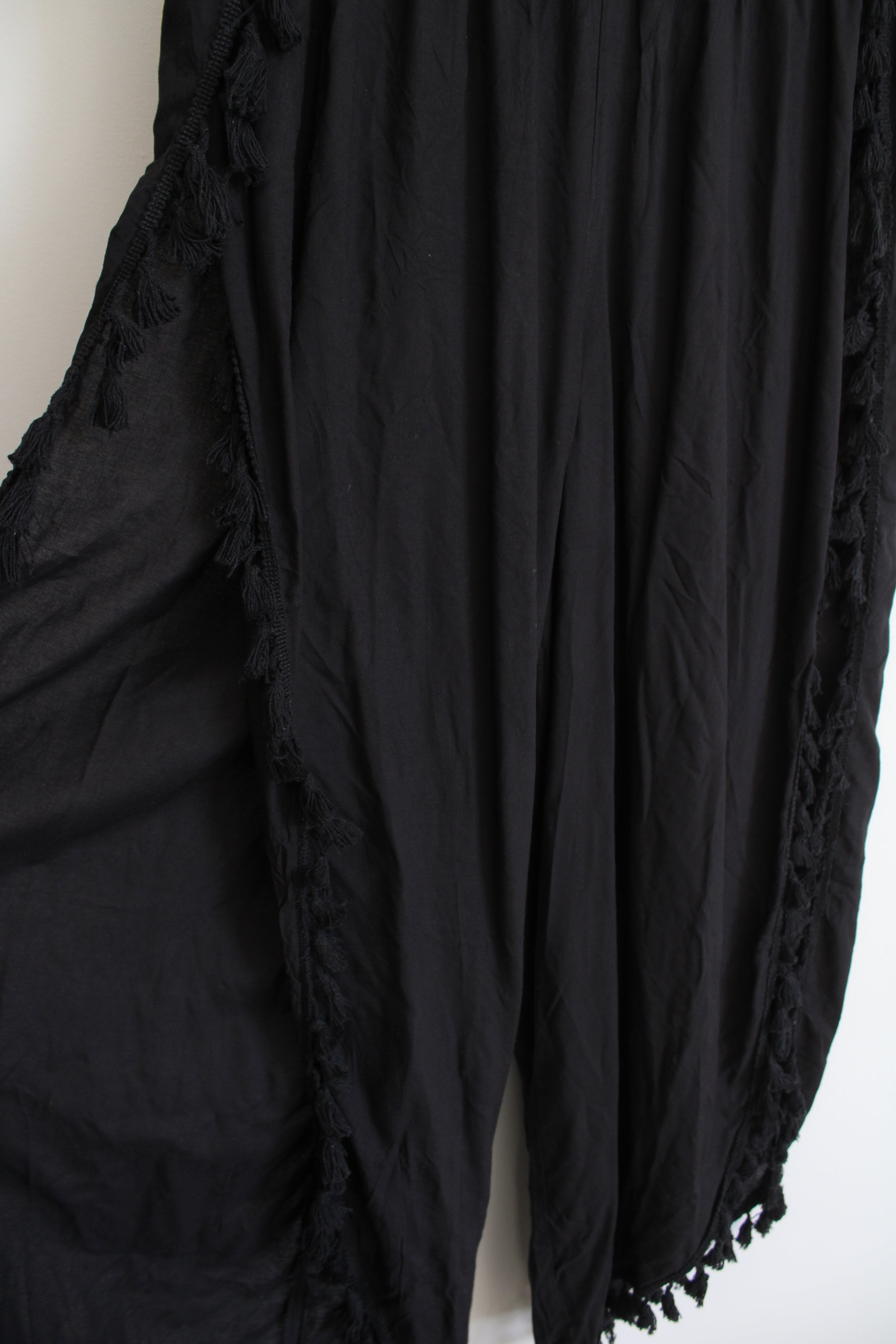 Salty Lemon Black Fringe Loose Pants | XL