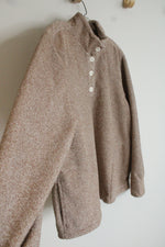 Eddie Bauer Brown Fleece 1/4 Button Pullover Sweatshirt | XL