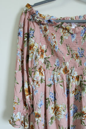 Xhilaration Pink Floral Smock Dress | L