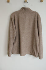 Eddie Bauer Brown Fleece 1/4 Button Pullover Sweatshirt | XL