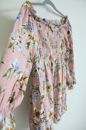 Xhilaration Pink Floral Smock Dress | L