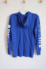 Adidas Cobalt Blue Logo Cotton Hoodie Shirt | Youth L (14/16)