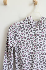 Carter's White Pink & Gray Leopard Print Fuzzy Hooded Onesie | Youth 14