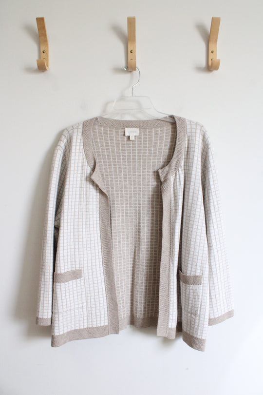 Cyrus Cream & Tan Checkered Cardigan | XL