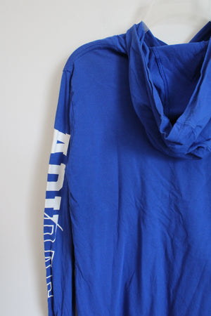 Adidas Cobalt Blue Logo Cotton Hoodie Shirt | Youth L (14/16)