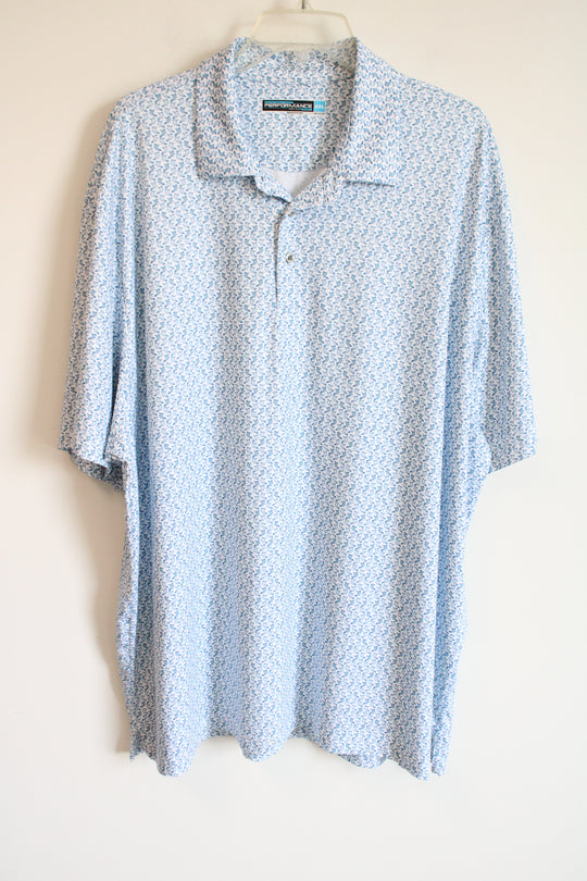 Roundtree & York Blue Bird Print Polo Shirt | XXL