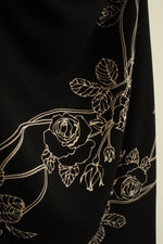 Nine & Company Black and Off-white Rose Printed Stretch Skirt | 1XL