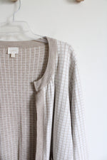 Cyrus Cream & Tan Checkered Cardigan | XL