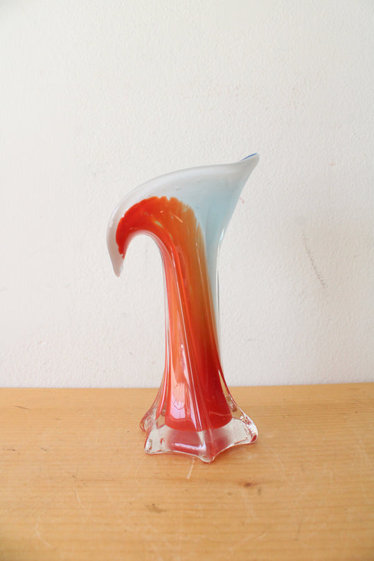 Vintage Colorful Hand Blown Jack In The Pulpit Glass Vase