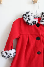 Sophie Ross Red Fuzzy Black & White Leopard Print Jacket | 24 MO