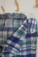 NEW Brooks Brothers Regent Blue Green & White Plaid Cotton Button Down Shirt | XL