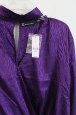 NEW New York & Co. Purple Zebra Striped Satin Blouse | XL