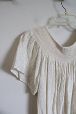 Old Navy Cream Eyelet Wide Neck Dress | M