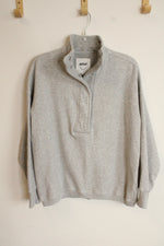 Aerie Light Gray 1/2 Button Down Sweatshirt | XXS