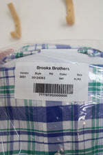 NEW Brooks Brothers Regent Blue Green & White Plaid Cotton Button Down Shirt | XL