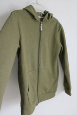 Cat & Jack Olive Green Fleece Lined Zip Up Hoodie Jacket | 8/10
