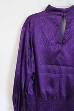 NEW New York & Co. Purple Zebra Striped Satin Blouse | XL