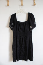 NEW Old Navy Black Embroidered Floral Sleeve Dress | L