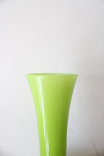 Vintage Lime Green Raised Swirl Pattern Vase | 13.5"