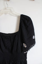 NEW Old Navy Black Embroidered Floral Sleeve Dress | L
