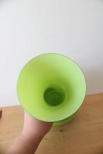 Vintage Lime Green Raised Swirl Pattern Vase | 13.5"