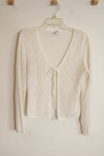 B. Moss White Knit Vintage Cardigan | L