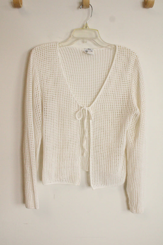B. Moss White Knit Vintage Cardigan | L