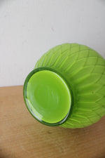 Vintage Lime Green Raised Swirl Pattern Vase | 13.5"