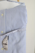 NEW Brooks Brothers Blue & White Striped Button Down Cotton Shirt | 17-4/5