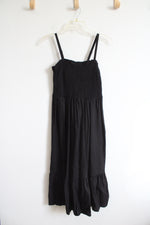 Gap Black Ruched Linen Blend Midi Dress | S