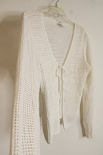 B. Moss White Knit Vintage Cardigan | L