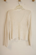 B. Moss White Knit Vintage Cardigan | L