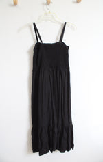 Gap Black Ruched Linen Blend Midi Dress | S