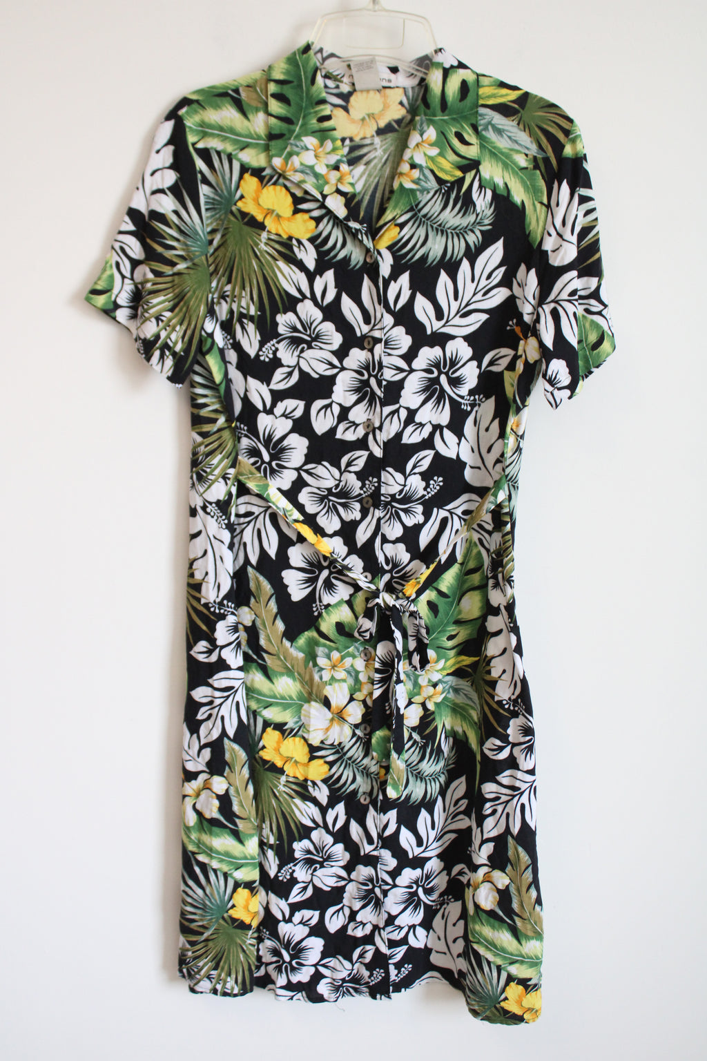 Notations Vintage Black Green Tropical Dress | S