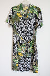 Notations Vintage Black Green Tropical Dress | S