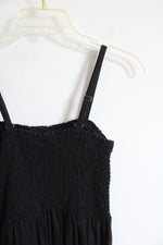 Gap Black Ruched Linen Blend Midi Dress | S