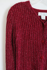 Petite Sophisticate Vintage Red Silver Shimmer Knit Sweater | Petite