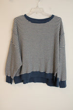 American Eagle Blue Cream Striped Knit Sweater | S