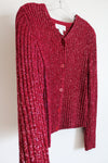 Petite Sophisticate Vintage Red Silver Shimmer Knit Sweater | Petite